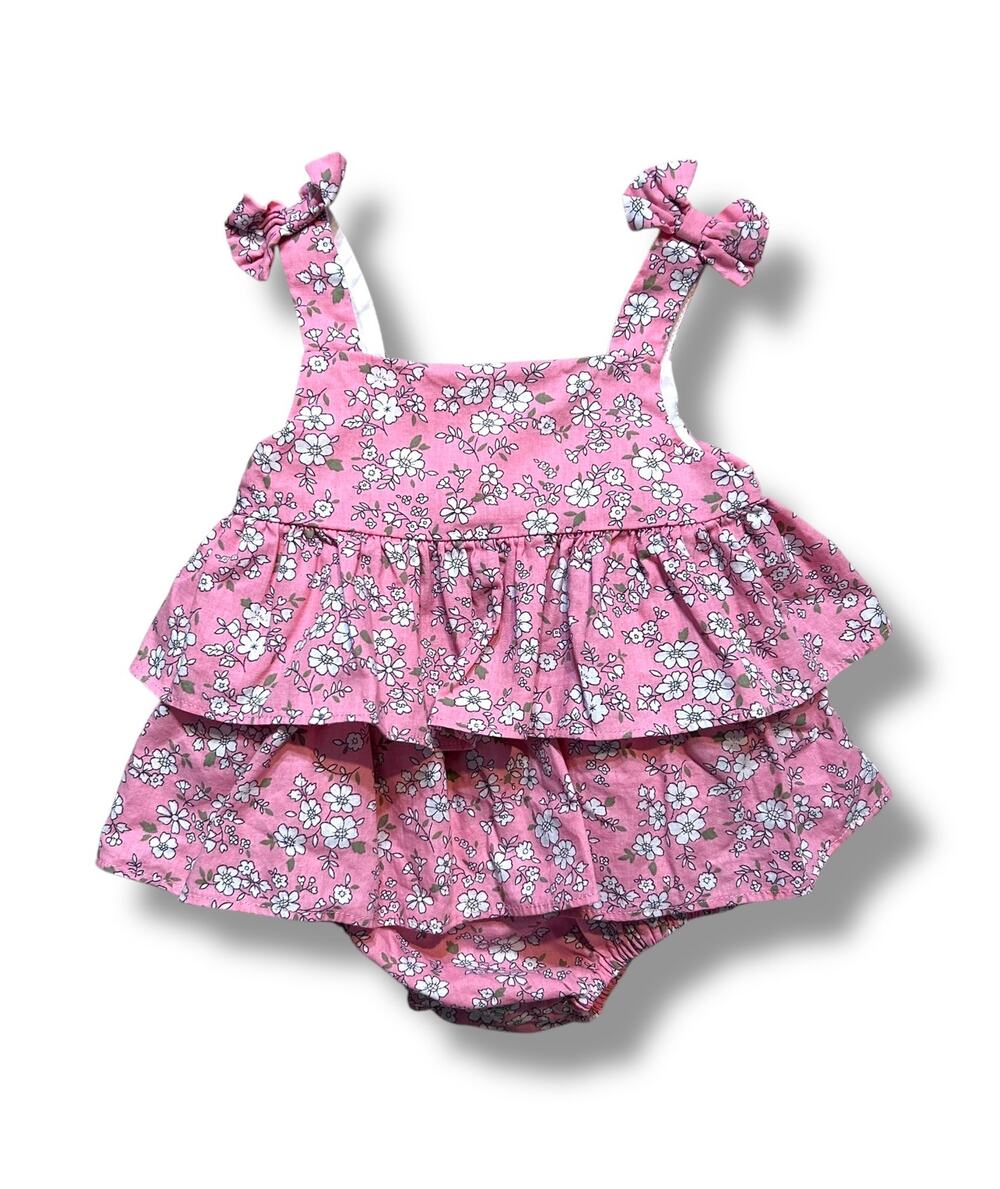Petit Confection Floral Tiered Romper, 3 Months